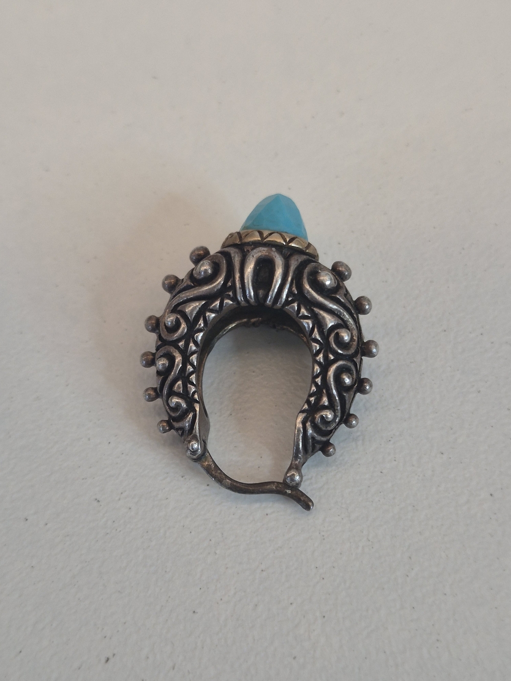 Barbara Bixby Turquoise Drop Filigree Dangle Hoop Earring. Single - Picture 3 of 6